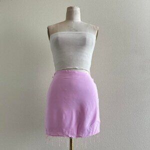 vintage light pink beaded wrap mini skirt